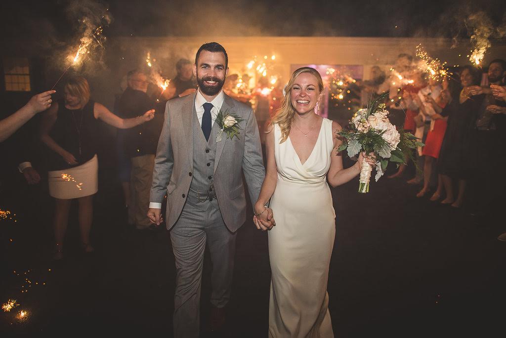 Leaving Our Wedding Reception - Excited to Start Our Lives Together!