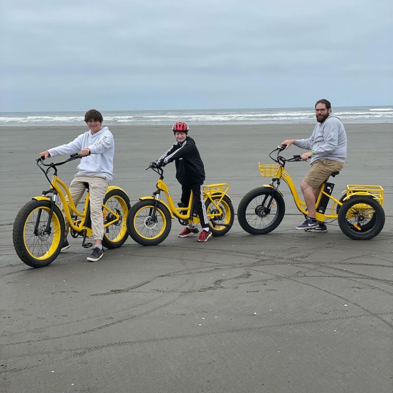 Ross Taking Our Nephews Electric Biking on the Beach