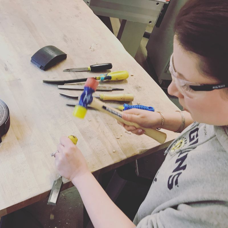 Carrie Making Our Coffee Table