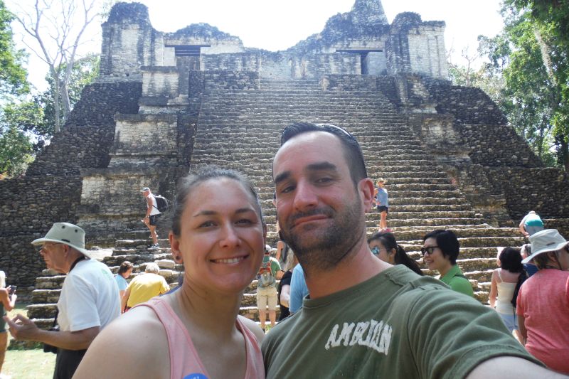 In Front of the Kohunlich Mayan Ruins in Mexico