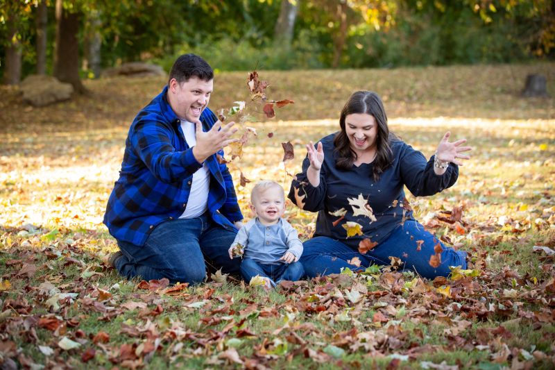 Playing in the Fall Leaves