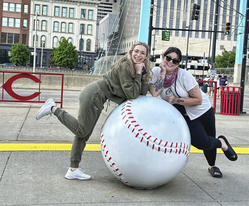 Danielle With Her Sister at a Cincinnati Red's Game