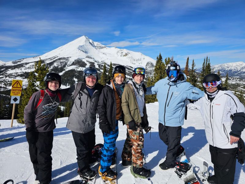 Stephen Snowboarding With Friends