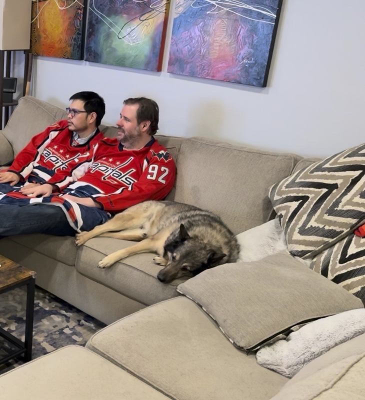 Watching a Hockey Game Together in Our Living Room