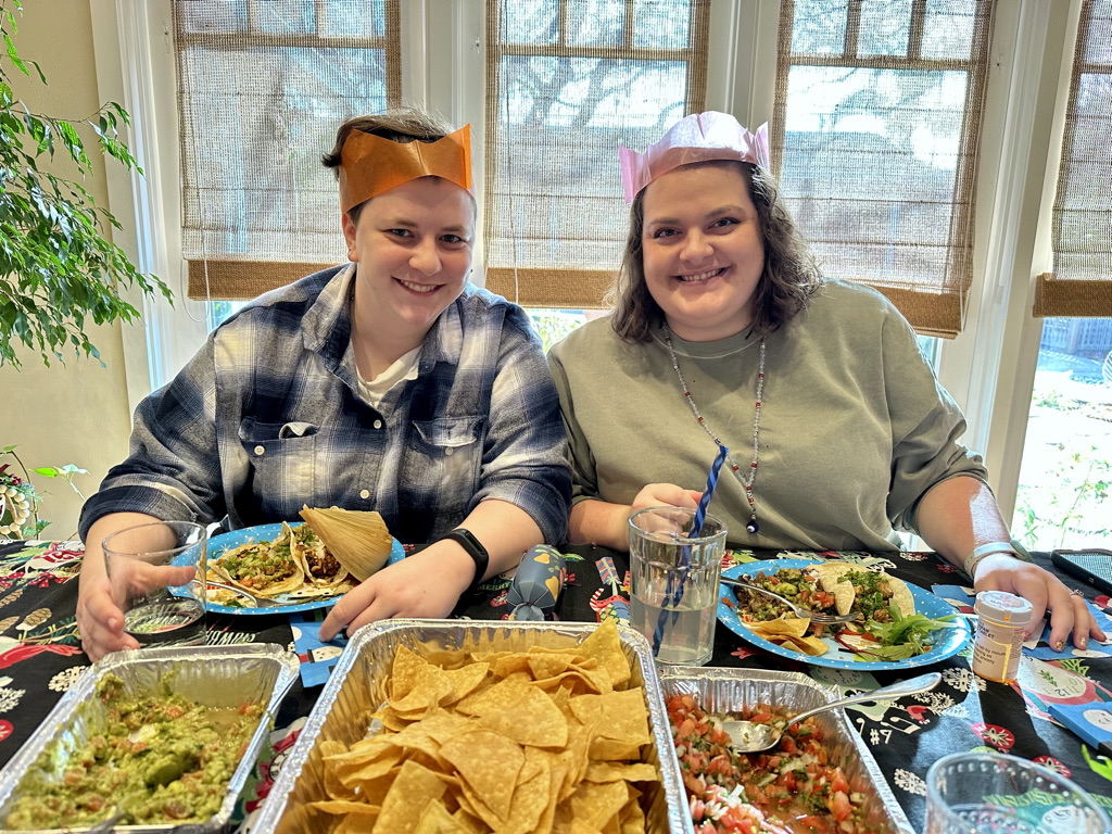 On Christmas Eve Enjoying Meals Together