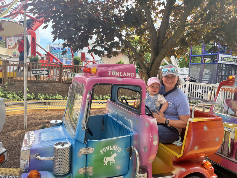 Katie and Quinn on a Boardwalk Ride