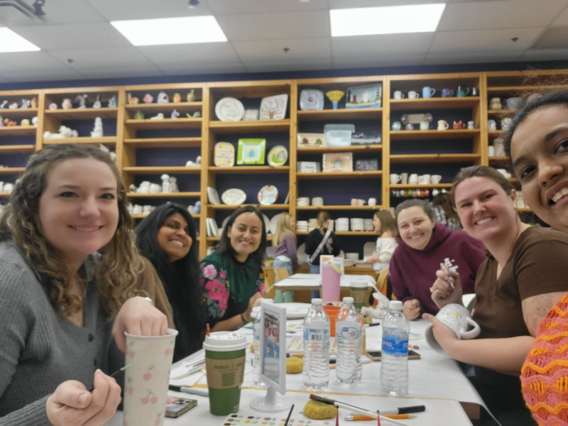 Sneha and her Friends Painting Pottery