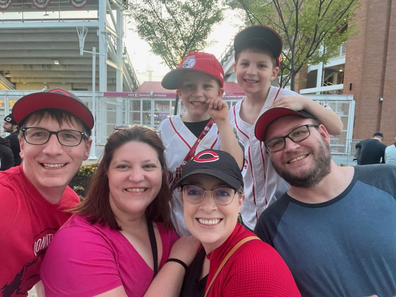 At a Baseball Game with Our Close Friends