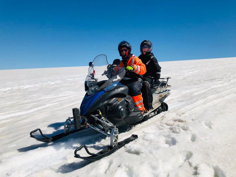 Snowmobiling on a Glacier