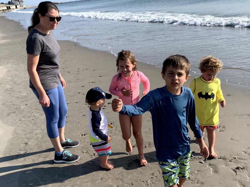 Caroline with Niece and Nephews on the Beach