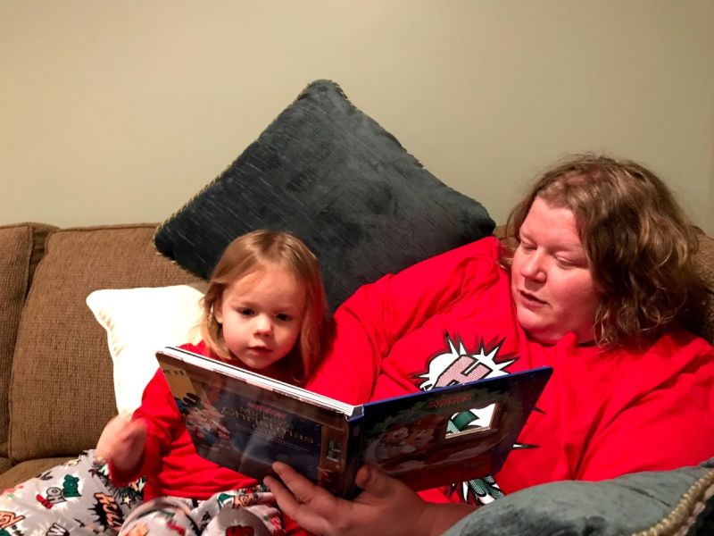 Reading to Eliana on Christmas Eve