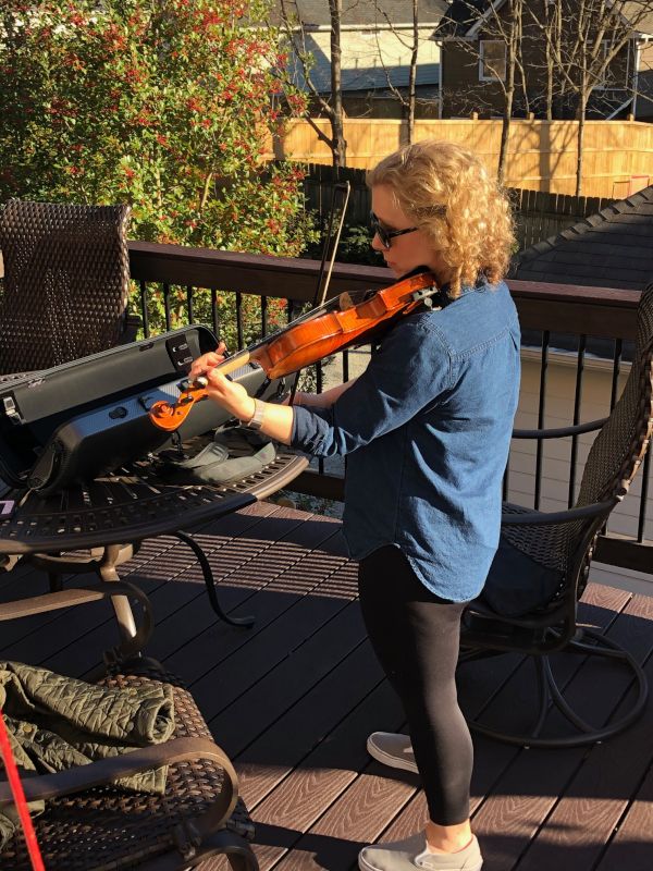 Dena Practicing Her Fiddle
