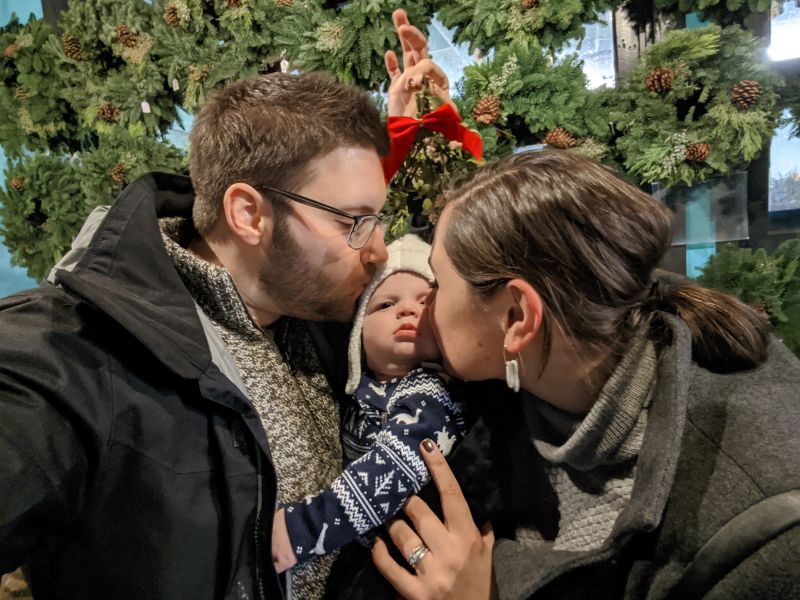 Posing with Theo's First Christmas Tree