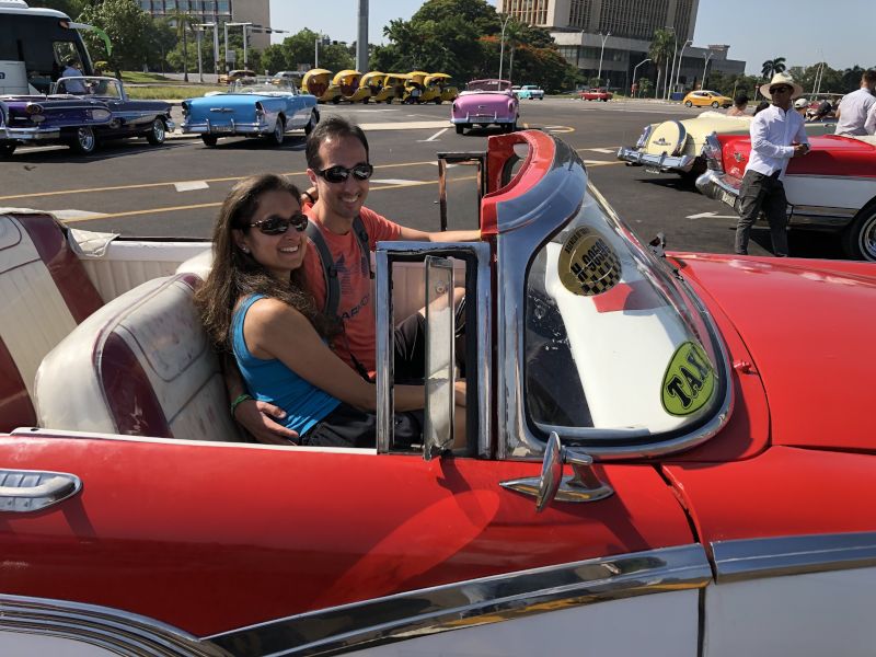 Riding in a Classic Car in Cuba
