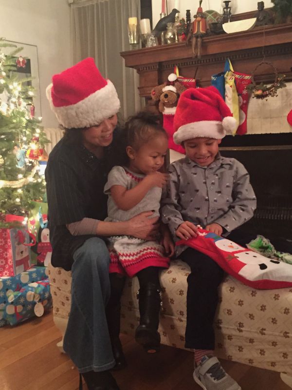 Opening Our Stockings at Koji's Mom and Dad's Home