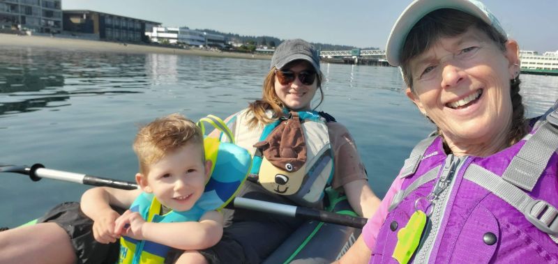 Jessica, Bastian & Gransan Kayaking on the Puget Sound