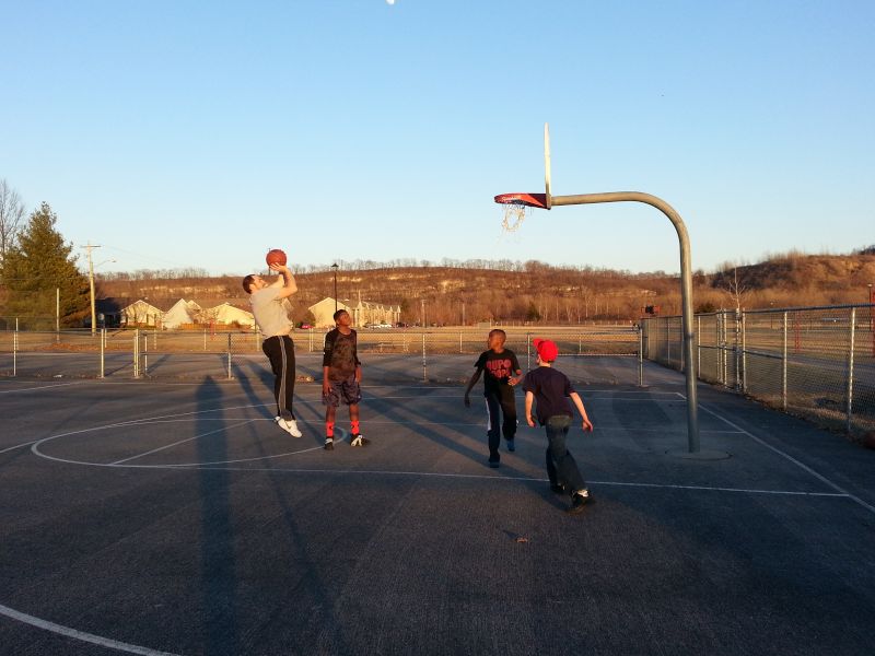 Pete Playing Basketball With Some Neighborhood Kids