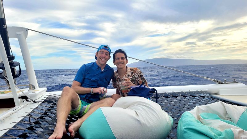 Stretching out on a Catamaran in Maui